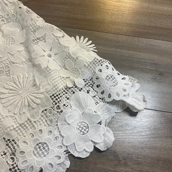 Tuckernuck Guipure Blythe White Lace Floral Sleeveless Mini Dress Size L - Picture 3 of 5